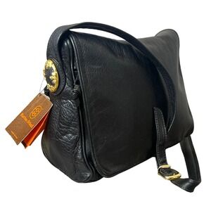 Marino Orlandi Francesco Biasia Black LEATHER HANDBAG Crossbody Shoulder Bag Tag